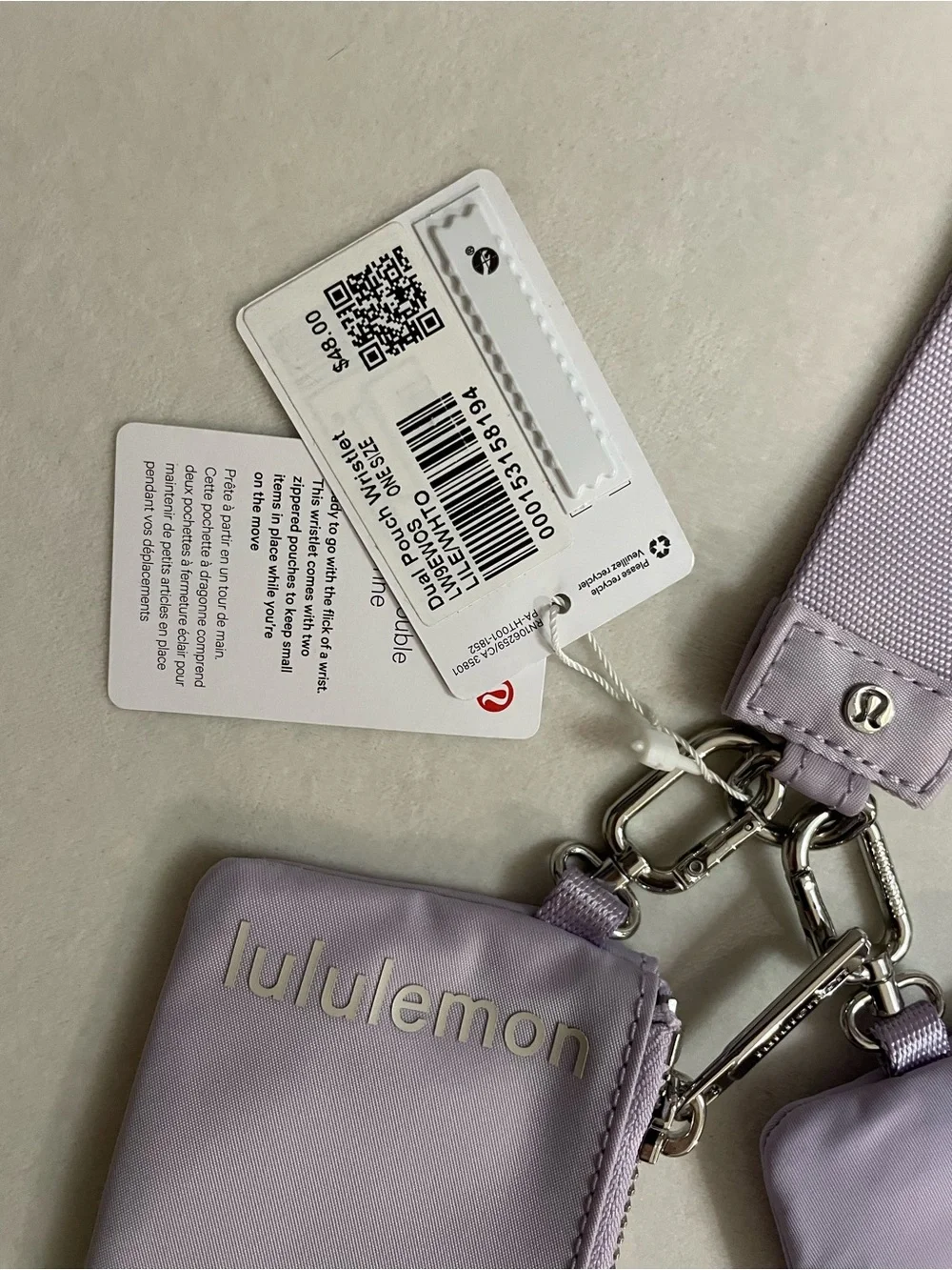 lululemon athletica NWT Dual Pouch Wristlet Strap Key & Accessory Holder Lilac